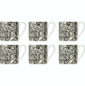 Juego de 6 tazas y platillos con estampado de jaguar ROBERTO CAVALLI Heritage - Imagen 1 de 2
