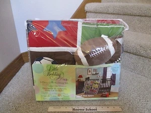 Little Bedding By NoJo 4 Piece Crib Bedding Set Comforter Sheet Ruffle Plush New - Picture 1 of 9