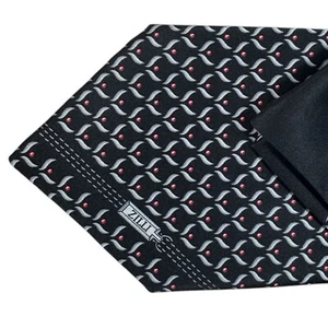 100% new ZILLI Wide Tie Matching Pocket Square Black Silver 250492 - Picture 1 of 5