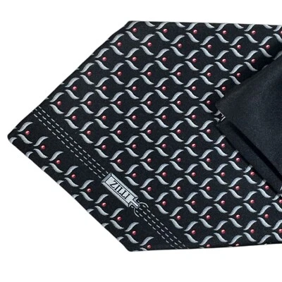 100% Nuevo ZILLI Corbata Ancha Cuadrado de Bolsillo a Juego Negro Plata 250492 Foto 1 de 4