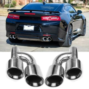 2.5" Inlet 4" Outlet H-Type Dual Wall Exhaust Tips Pipes For Chevy Camaro 2016+ - Picture 1 of 15