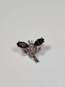 Dragonfly Lapel Pin Sparkling Purple Faux Jewels - Picture 1 of 4