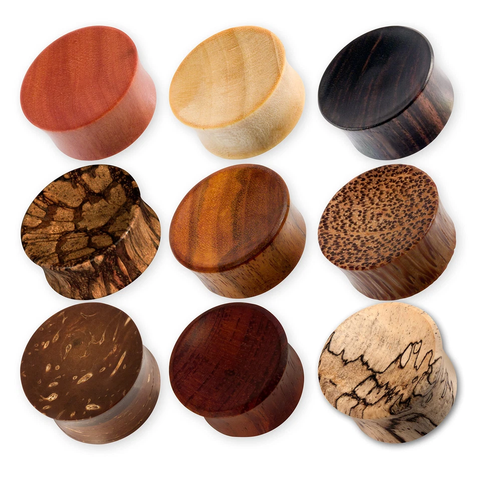 Holz Plug Flesh Tunnel Konkav Ohr Piercing verschiedene Holzarten 2-30 mm  - Bild 1 von 4