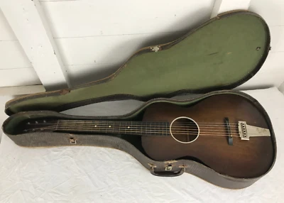 Guitarra acústica c. 1950 con estuche. Talla 3/4. Sintonizadores Kluson sin línea. Proyecto de reparación Foto 1 de 4
