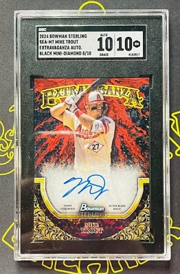 2024 TOPPS BOWMAN STERLING - MIKE TROUT - AUTO - BLACK /10 - #SEA-MT - SGC 10/10 - Image 1 of 2