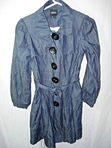 WOMENS JUNIORS BLUE DENIM XOXO SWING FLARE COAT CAREER CASUAL JACKET SIZE M 36" - Picture 1 of 4