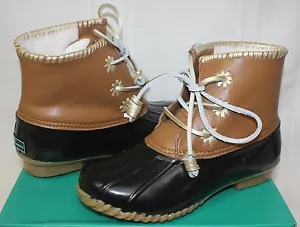 Jack Rogers Women's CHLOE duck rain boots Black / Brown New With Box! - Picture 1 of 6