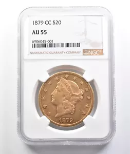 1879-CC $20 Liberty Head Gold Double Eagle AU55 NGC *5597 - Picture 1 of 3