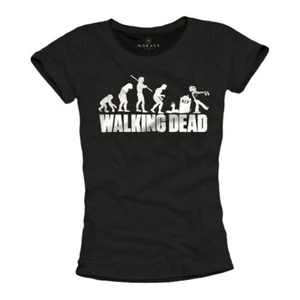 WALKING ZOMBIES WOMENS T-SHIRT WITH DEAD EVOLUTION PRINT - TOP SERIES GIRLS TEE - Picture 1 of 1