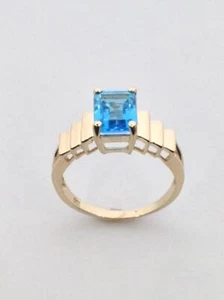 1,90 Ct Blauer Topas Verlobungsring Solitär 14k Massives Gelbgold - Bild 1 von 6
