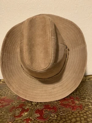 De Colección CASUAL OUTFITTERS Sombrero de Vaquero de Cuero Gamuza Genuino Talla L Foto 1 de 4