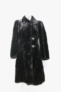 SCRAP ITEM: BLACK SHEARED RABBIT FUR COAT JACKET ARTS & CRAFTS - Picture 1 of 4