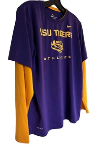 The Nike LSU Dri Fit Long Sleeve T Shirt Purple Gold XL Youth NCAA See Measure - Picture 1 of 11