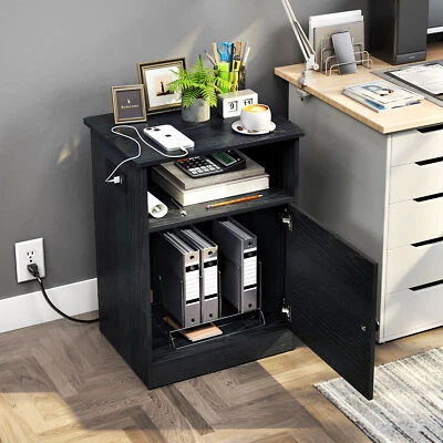 TC-HOMENY Nightstand Side Table with Charging Station Sofa End Table Night Stand - Image 1 of 4