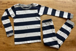 Burt's Bees PJ Set Size 7 EUC Navy Blue & White Stripe Organic Cotton Classic! - Picture 1 of 8
