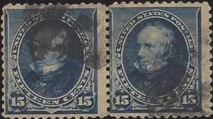 US Scott #227 Used VF Pair 15 cent 1890 Henry Clay Stamp CV 50.00 for Pair - Picture 1 of 1