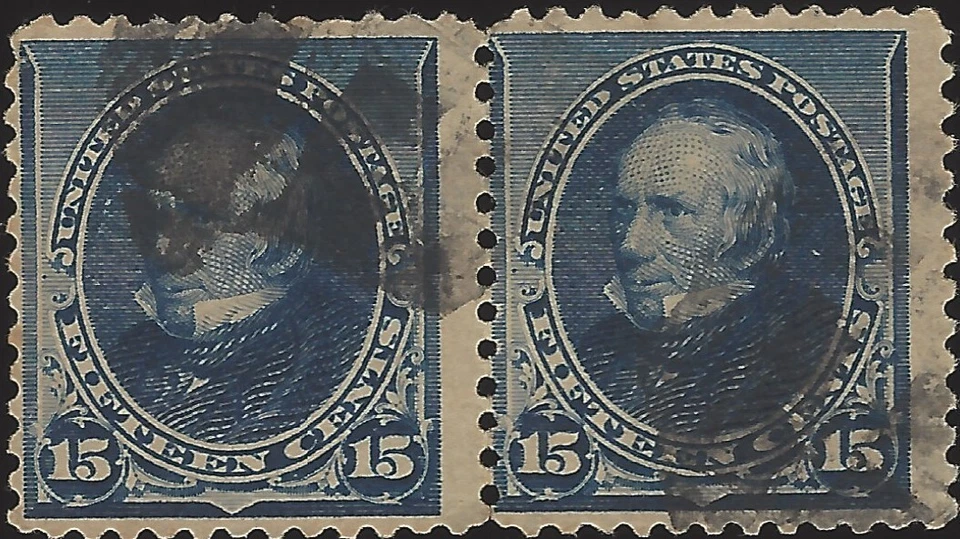 US Scott #227 usado en muy buen estado par 15 centavos Henry Clay sello CV 50,00 para par Foto 1 de 1