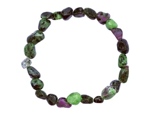 Ruby Zoisite Crystal Tumbled Bracelet - Stretchable - Picture 1 of 10