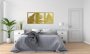 3D STYLISH WOODEN WALL ART DECOR, FERN TRIPTYCH, botanical ,floral decor, plants - Picture 1 of 9