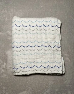 Swaddle Designs Muslin Baby Blanket Scallop Blue Polka Dot White Swaddle Lovey - Picture 1 of 4