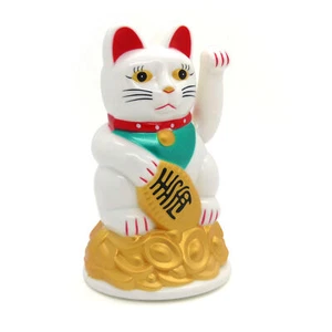 11cm Glückskatze weiß Winkekatze Glücksbringer Feng Shui Katze Maneki Neko - Bild 1 von 1