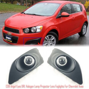 2in1 LED Angel Eyes DRL Halogen Lamp Projector Lens Foglights For Chevrolet Aveo - Imagen 1 de 8