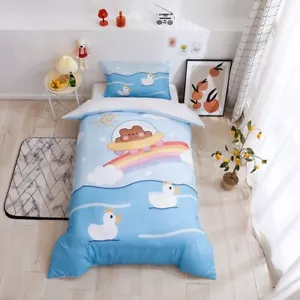 3D Duck Animal Cartoon Kids Quilt Cover Set Duvet Cover Bedding Pillowcases - Picture 1 of 8