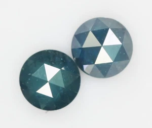 Natural Loose Round Rose Cut Blue Color Diamond 0.41 CT 3.8 MM Rose Cut Pair - Picture 1 of 11