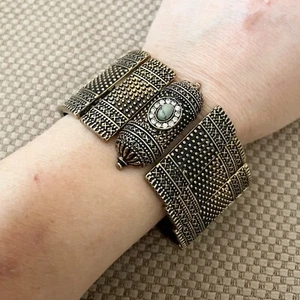 Samatha Wills Brass Cuff Bracelet With Turquoise Stone - Picture 1 of 3