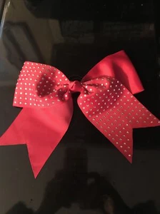 Cinta roja/lazo de alegría de diamantes de imitación/soporte de cola de caballo cinta de 3" informal/vestido/baile - Imagen 1 de 5