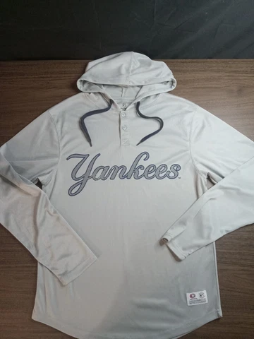 New york Yankees Hoodie Shirt Mens Logo Long Sleeve Grey Size small True Fan Cover
