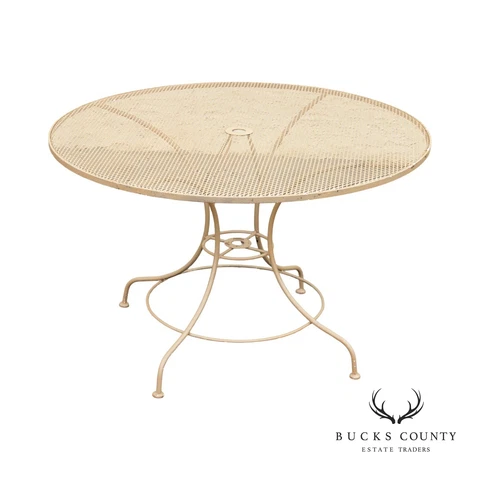 Mid Century Vintage Wrought Iron Round Patio Garden Or Dining Table Cover