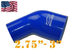 4PLY Silicone 45 Degree Elbow Joiner Turbo Hose 70mm - 76mm 2 3/4"- 3" Blue - Picture 1 of 6
