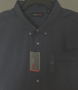 4XB Roundtree Yorke Reise Knopfleiste Big & Tall Kurzarm marineblau kariert neu mit Etikett - Bild 1 von 8