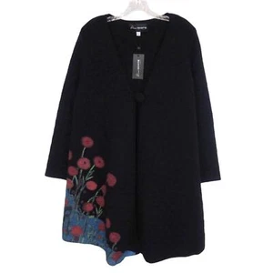 Cárdigan plumero tejido pintado a mano floral de un solo botón XL Donna abrigos blancos - Imagen 1 de 13