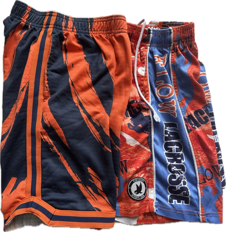 Lote de 2 - Pantalones cortos Flow Society.  Juvenil mediano.  Naranja y azul. Foto 1 de 4
