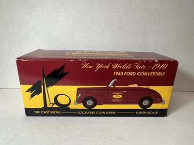 Eastwood New York World's Fair 1940 Ford Convertible 1/25 Diecast Bank NEW NIB - Image 1 of 4