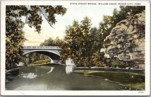 MASON CITY, Iowa Postcard "State Street Bridge, Willow Creek" 1932 IA Cancel - Picture 1 of 2