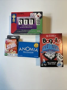 4 Games Set -Scrabble Slam -Boggle -Anomia Family Classroom Brain Challenges - Picture 1 of 3