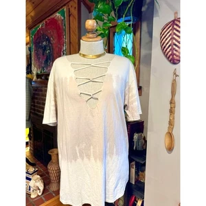 Vintage Havana 100% Cotton Tie Dye Criss Cross T-shirt - Picture 1 of 10