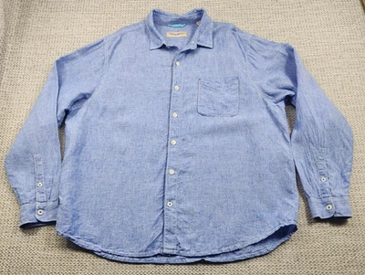 Tommy Bahama Shirt Mens XL Blue Chambray Linen Long Sleeve Button Front Relax - Image 1 of 4
