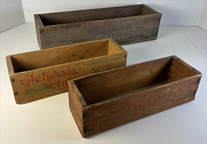 Menge 3 Vintage Holz Käse Boxen 5 Pfund Kraft 2 Pfund Velveeta Glendale Club - Bild 1 von 10