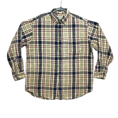 Northwest Territory Shirt Mens L Beige Blue Long Sleeve Plaid Button Up Flannel - Image 1 of 4