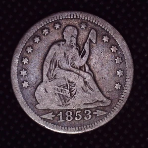 1853 PFEILE & STRAHLEN SITZENDE FREIHEIT SILBER VIERTEL SCHÖNE DETAILS #025 - Bild 1 von 2