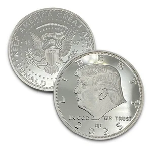 President Donald J. Trump 2025 Silver American Eagle Challenge Coin with Cert... - Picture 1 of 6