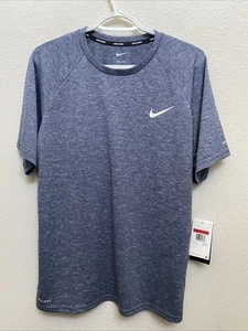 NEW Men's  Nike Swim Dri-Fit Navy T-Shirt  Sun Protection UPF40+ NWT $46  Large - Picture 1 of 9