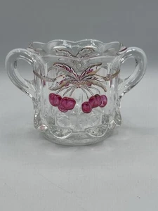 Antique EAPG Northwood Glass Cherry And Cable Open Sugar Cherry Thumbprint - Picture 1 of 12