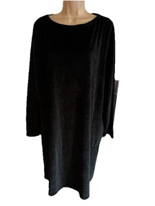 Elegante Vestido de Vacaciones Coldwater Creek Negro Terciopelo Cuello Redondo Forrado Cremallera Midi 3X - Imagen 1 de 9