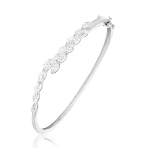 D White Marquise Moissanite Diamond Cluster Engagement silver Bracelet 7 Inch - Picture 1 of 6