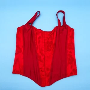 Victorias Secret Large Red Very Sexy VS Archives Burnout Satin Corset Lingerie - Picture 1 of 10